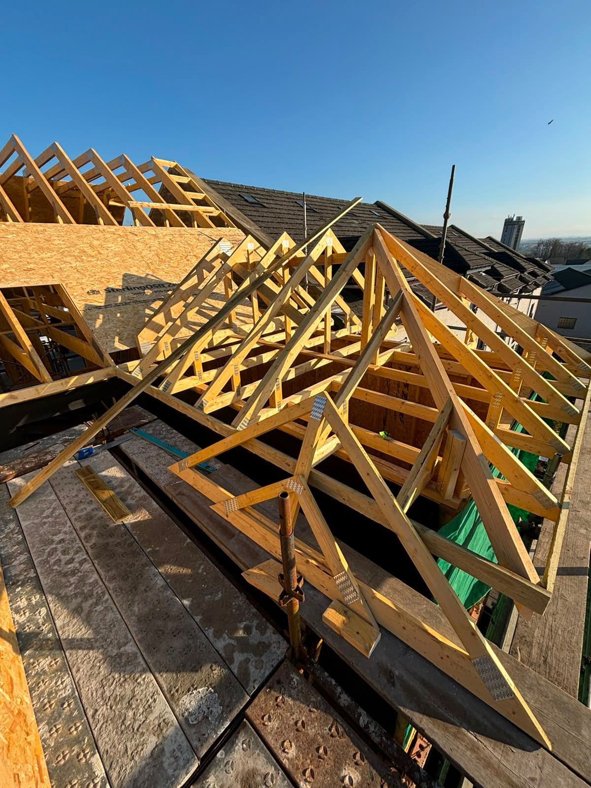 Roof trusses installed as part of a loft conversion